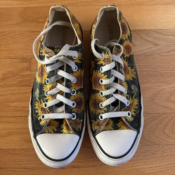 Converse Shoes - Converse Women's Sunflower Print Low Top Sneakers - Yellow/Black